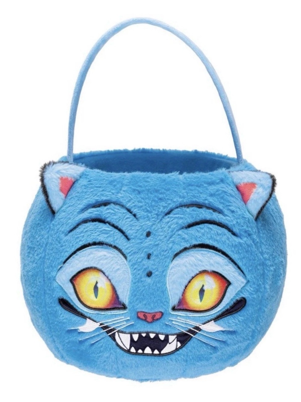 Blue Plush Cat Halloween Treat Basket for Kids